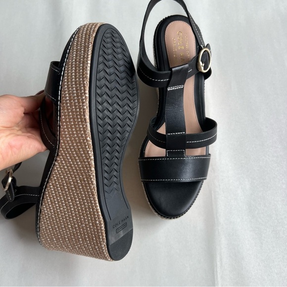 COLE HAAN Womens Black Platform Cloudfeel Wedge Espadrille Shoes 10B​ - Picture 6 of 8